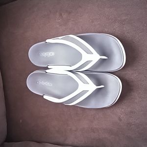 Adidas pink white and gray flip flops